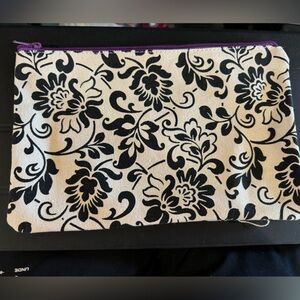 JAFRA Black Floral Pattern Pouch/Make Up